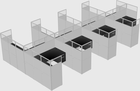 Shared l-shaped cubicle
