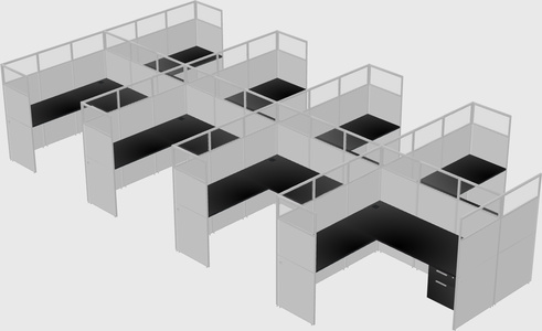 Shared l-shaped cubicle
