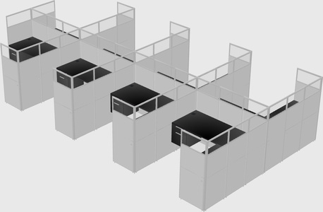 Shared l-shaped cubicle