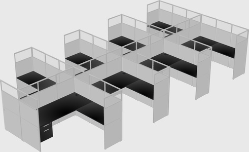 Shared l-shaped cubicle