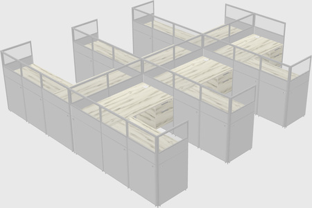 Shared l-shaped cubicle