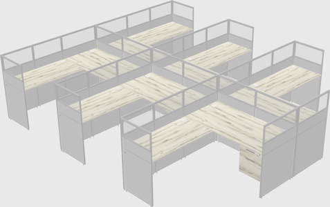 Shared l-shaped cubicle