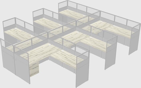 Shared l-shaped cubicle