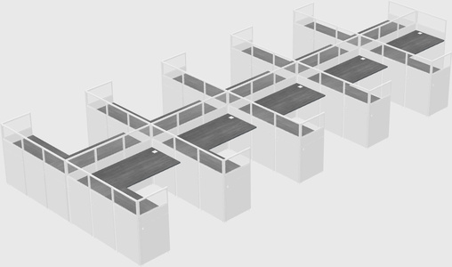 Shared l-shaped cubicle