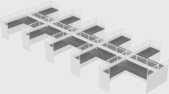 Shared l-shaped cubicle