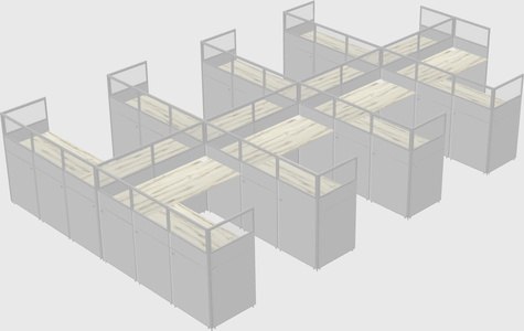 Shared l-shaped cubicle