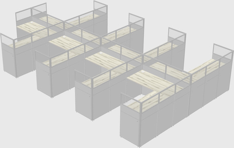 Shared l-shaped cubicle