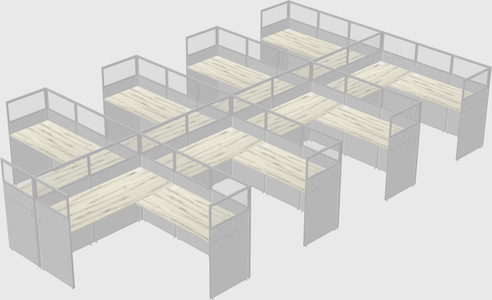 Shared l-shaped cubicle