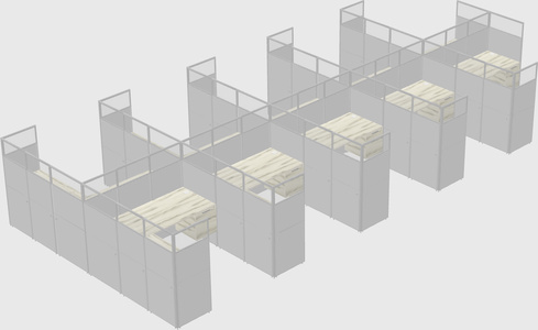 Shared l-shaped cubicle