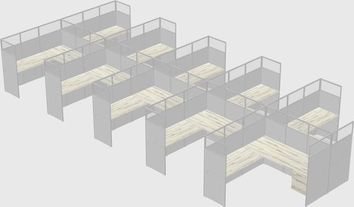 Shared l-shaped cubicle