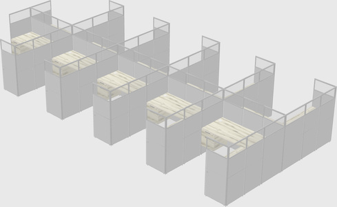 Shared l-shaped cubicle