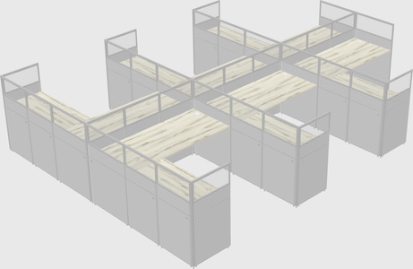 Shared l-shaped cubicle