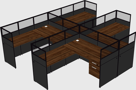 Shared l-shaped cubicle