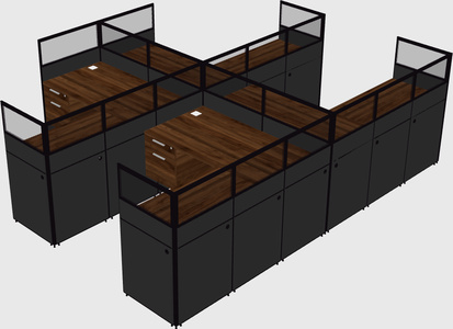Shared l-shaped cubicle