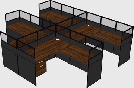 Shared l-shaped cubicle