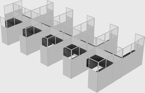 Shared l-shaped cubicle