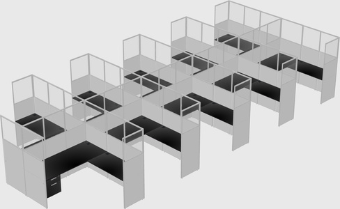 Shared l-shaped cubicle