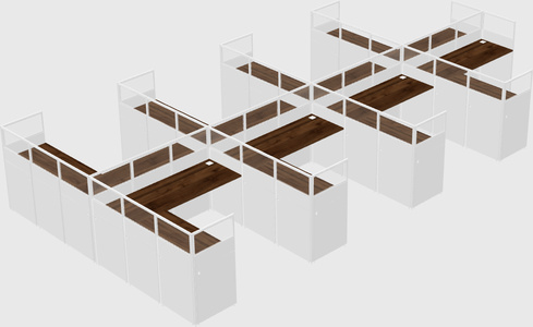 Shared l-shaped cubicle