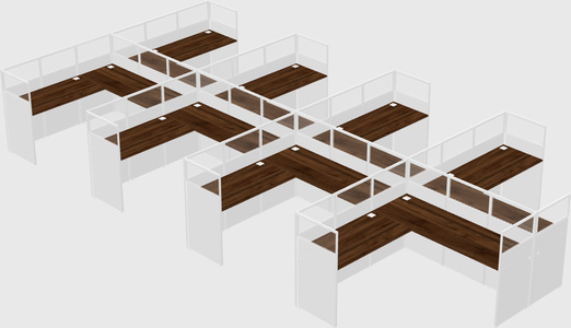 Shared l-shaped cubicle