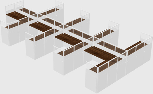 Shared l-shaped cubicle