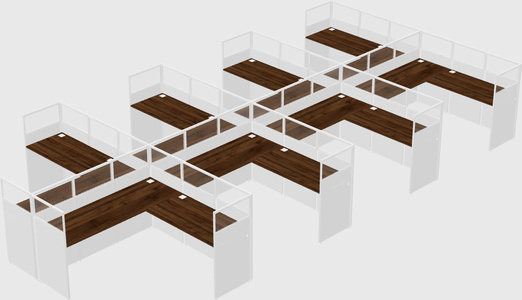 Shared l-shaped cubicle