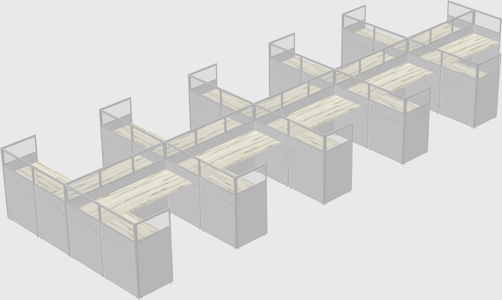 Shared l-shaped cubicle