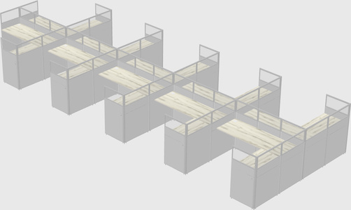 Shared l-shaped cubicle