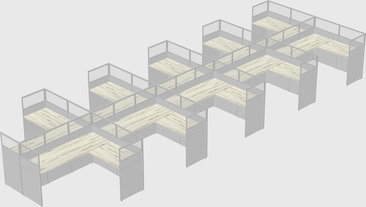 Shared l-shaped cubicle