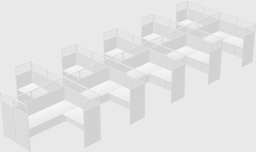Shared l-shaped cubicle