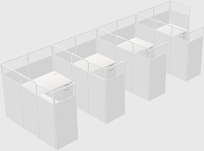 Shared l-shaped cubicle