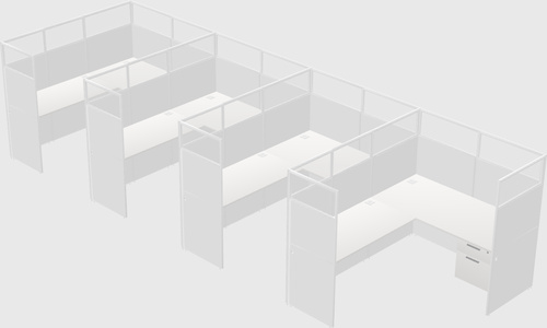 Shared l-shaped cubicle