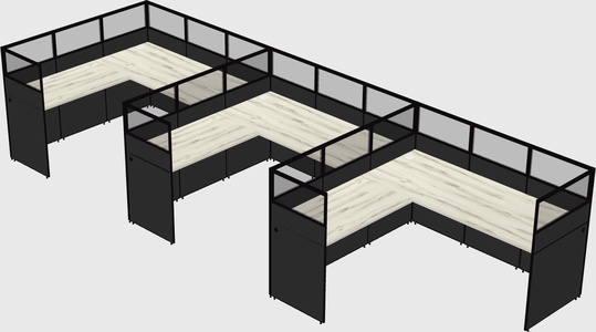 Shared l-shaped cubicle