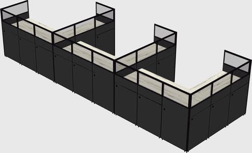 Shared l-shaped cubicle