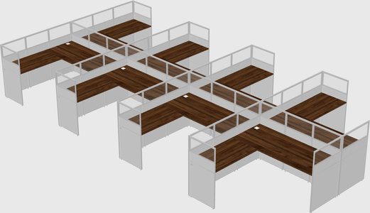 Shared l-shaped cubicle