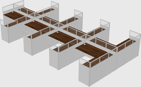 Shared l-shaped cubicle