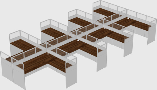 Shared l-shaped cubicle