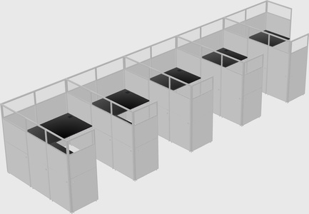 Shared l-shaped cubicle