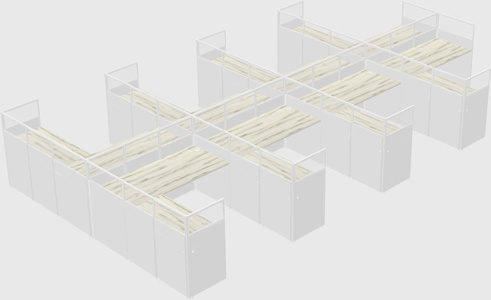 Shared l-shaped cubicle