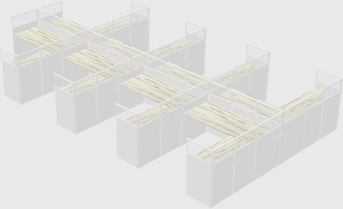 Shared l-shaped cubicle