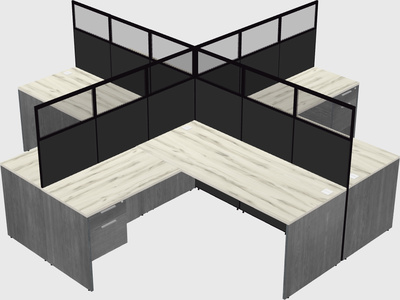 Shared l-shaped cubicles