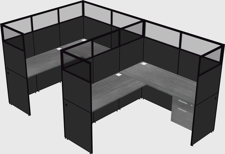 Shared l-shaped cubicle
