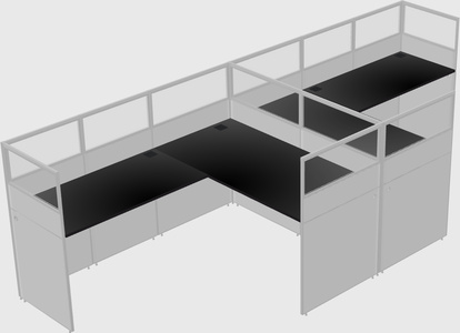 Shared l-shaped cubicle