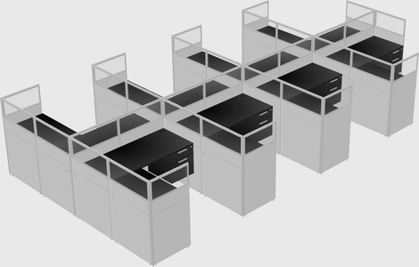 Shared l-shaped cubicle