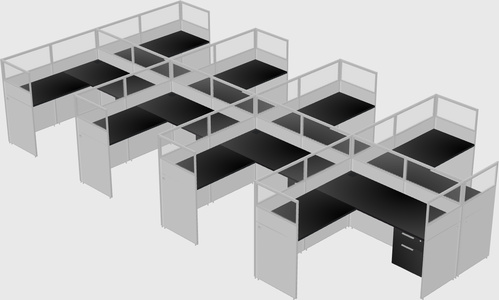 Shared l-shaped cubicle