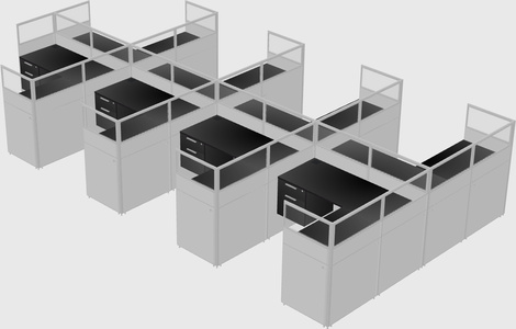 Shared l-shaped cubicle