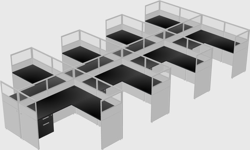 Shared l-shaped cubicle