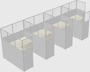 Shared l-shaped cubicle