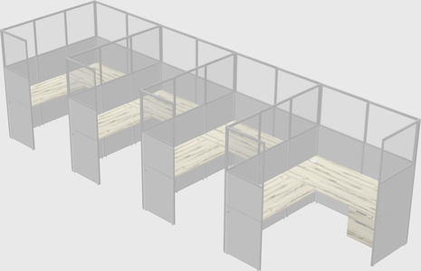 Shared l-shaped cubicle
