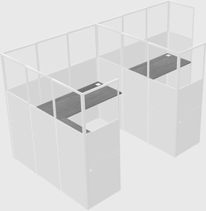 Shared l-shaped cubicle