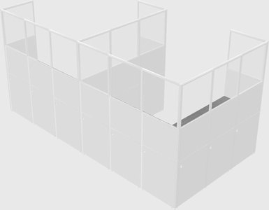 Shared l-shaped cubicle